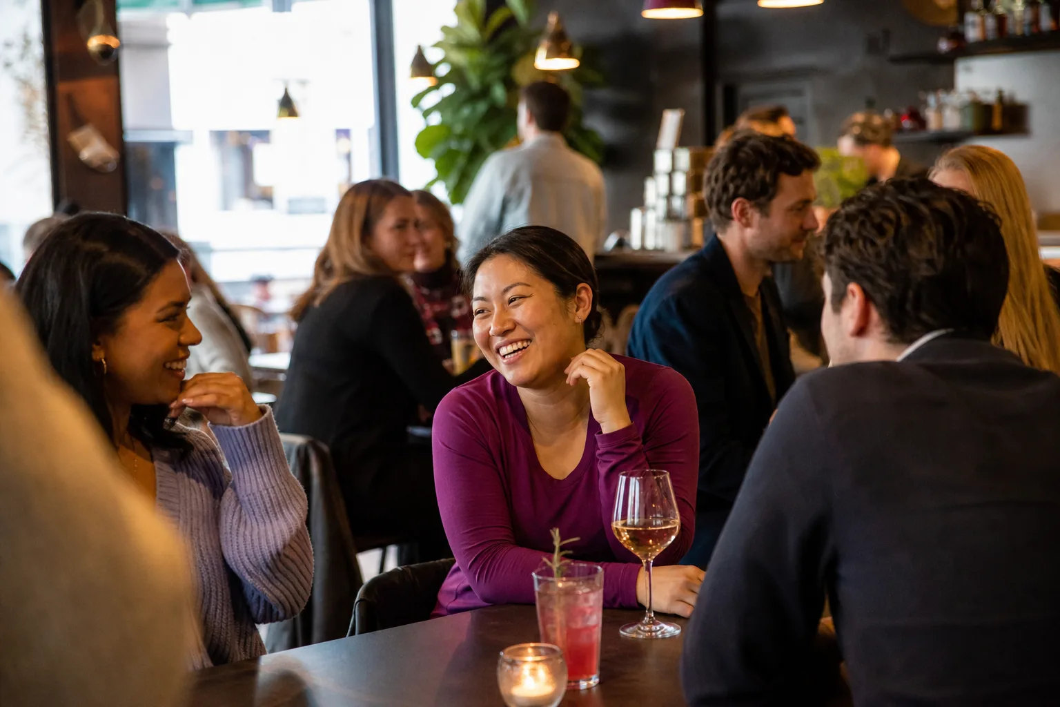 Single people chatting at a relaxed evening event in Shrewsbury