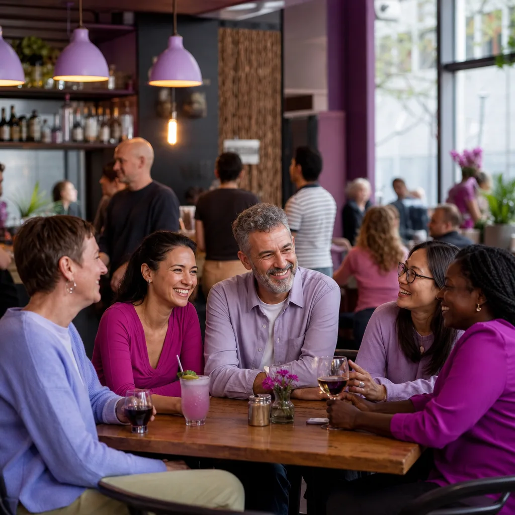 Two people talking over drinks at a Shrewsbury town-centre venue